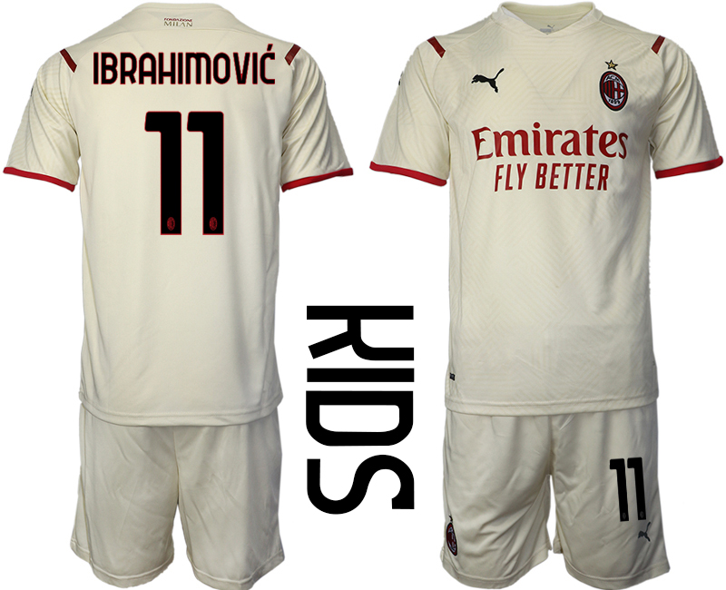 Youth 2021-2022 Club AC Milan away cream #11 Soccer Jersey
